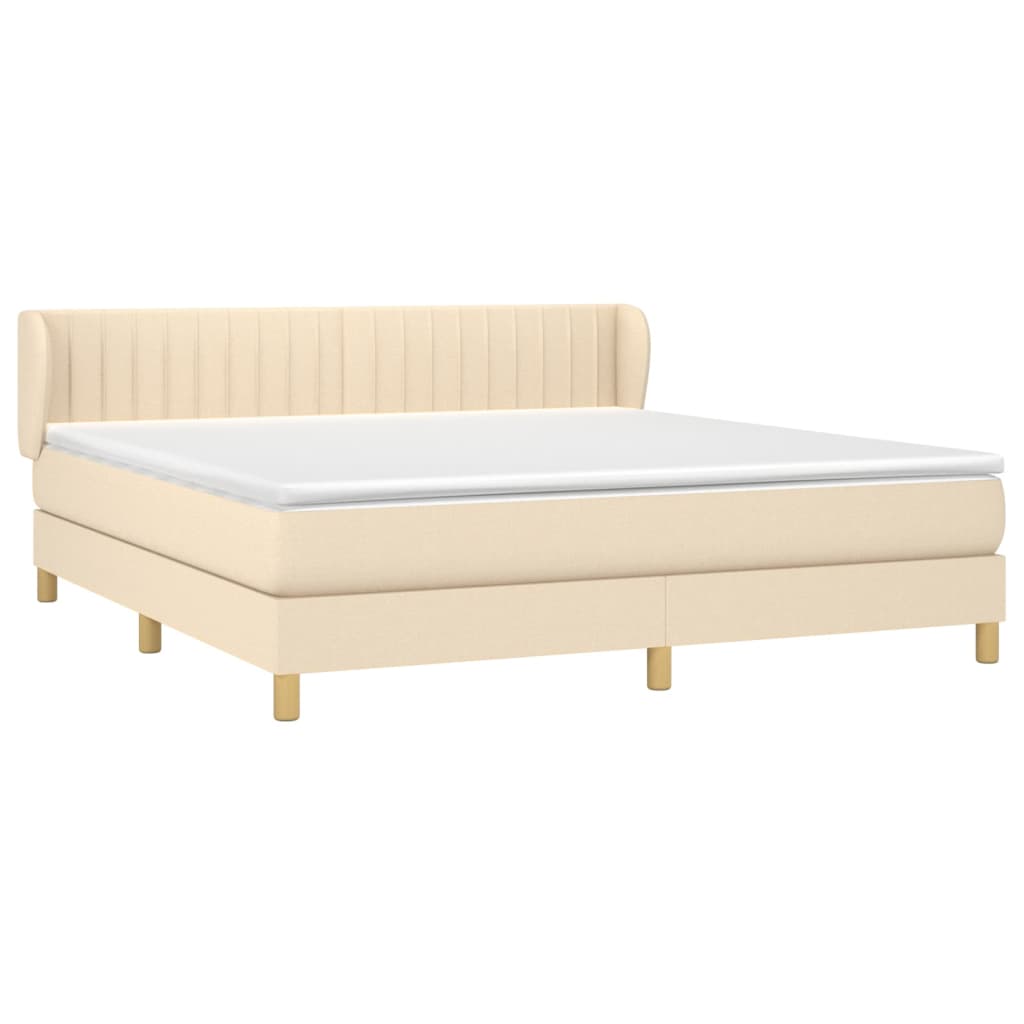 Boxspringbett mit Matratze Creme 160x200 cm Stoff