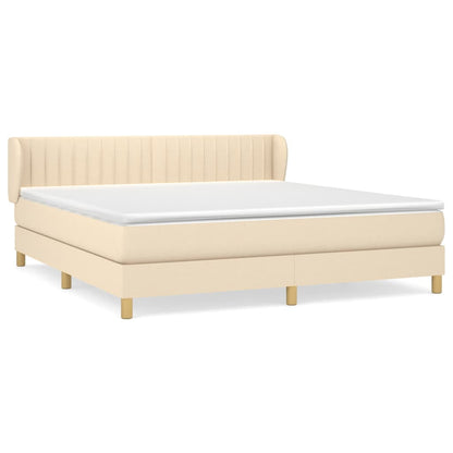 Boxspringbett mit Matratze Creme 180x200 cm Stoff