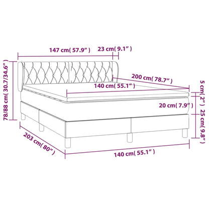 Box spring krevet s madracem tamno smeđa tkanina 140x200 cm