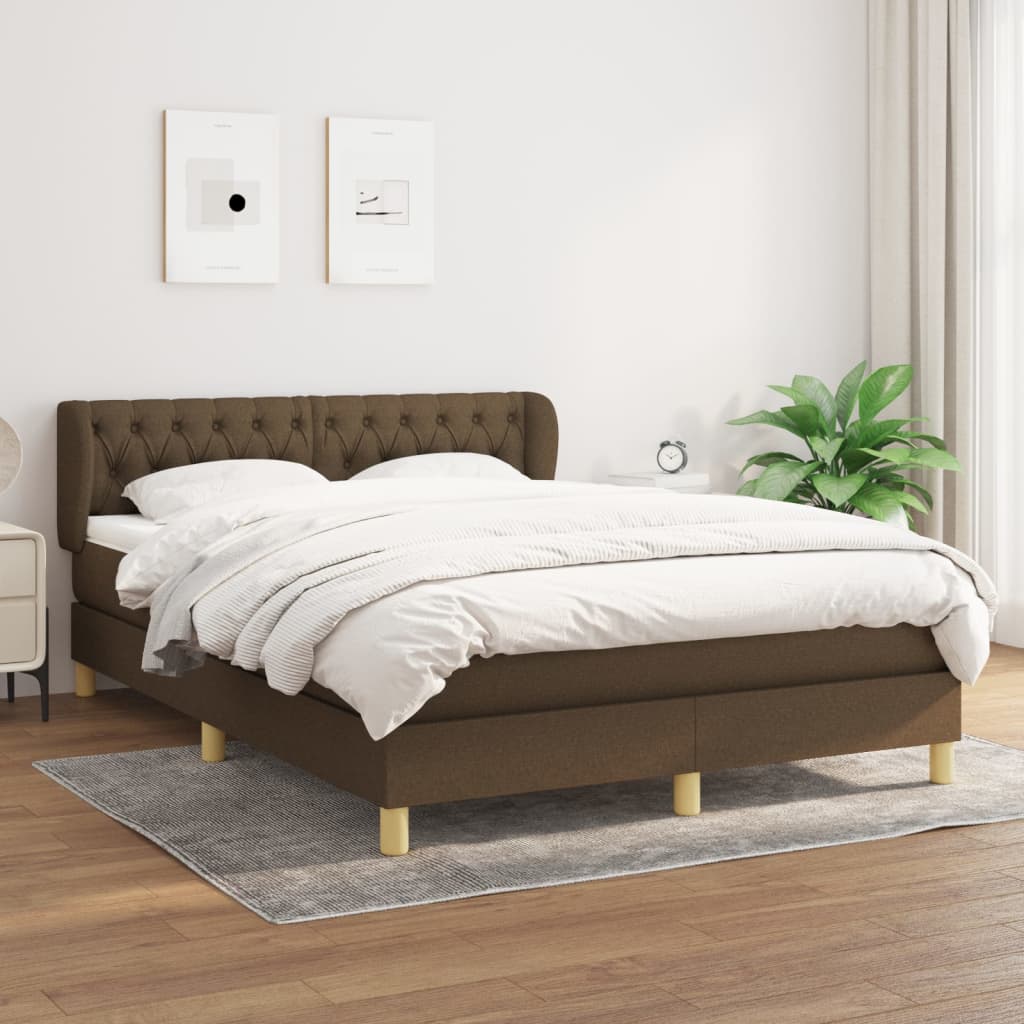 Box spring krevet s madracem tamno smeđa tkanina 140x200 cm