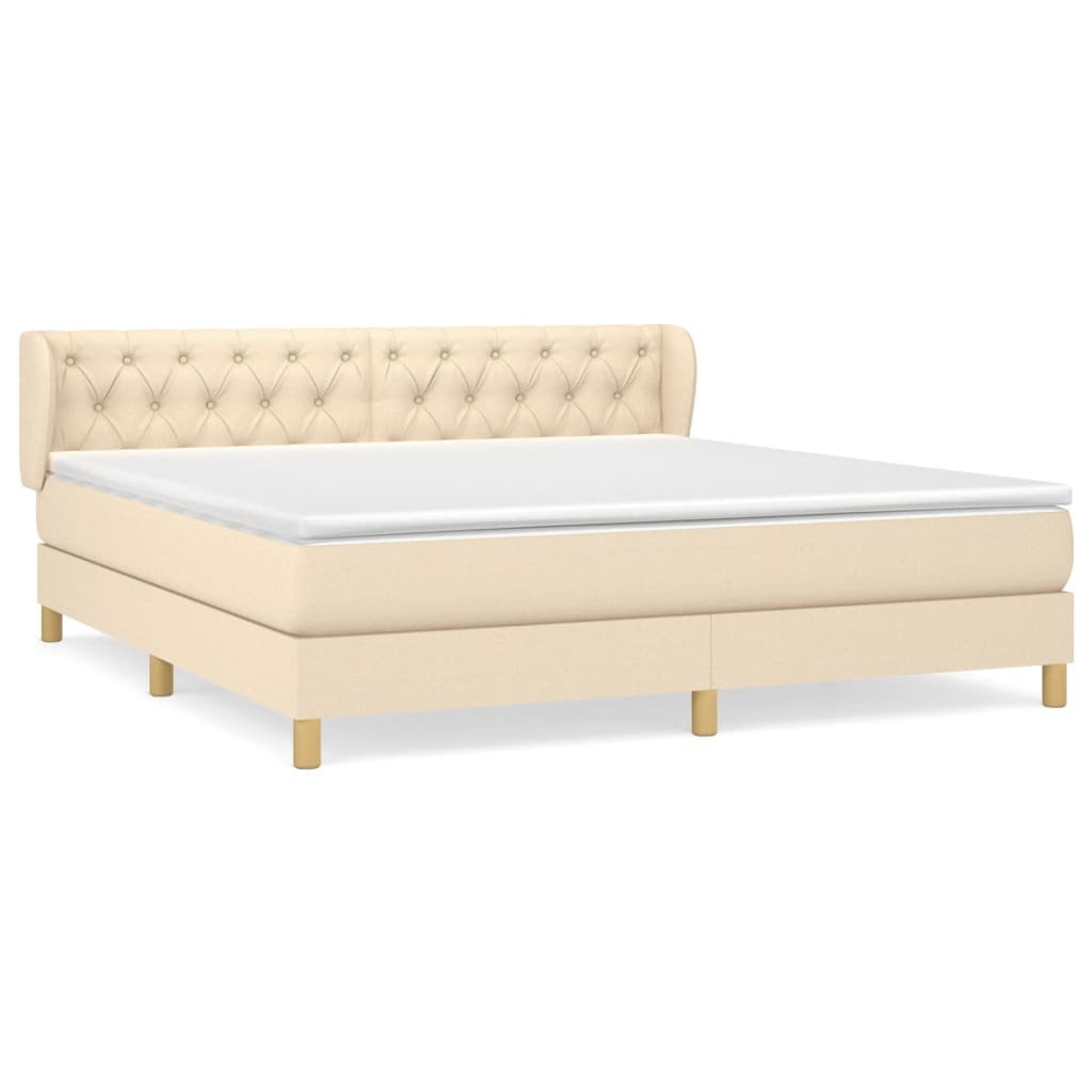 Boxspringbett mit Matratze Creme 160x200 cm Stoff