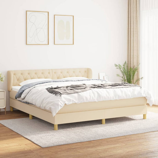 Boxspringbett mit Matratze Creme 160x200 cm Stoff