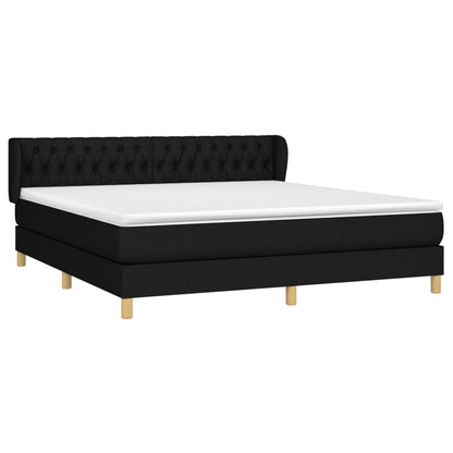 Boxspringbett mit Matratze Schwarz 180x200 cm Stoff