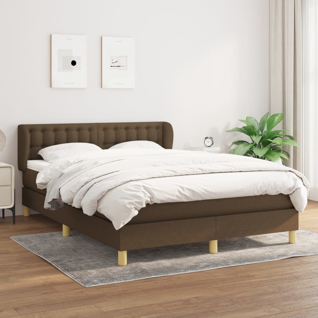 Box spring krevet s madracem tamno smeđa tkanina 140x200 cm