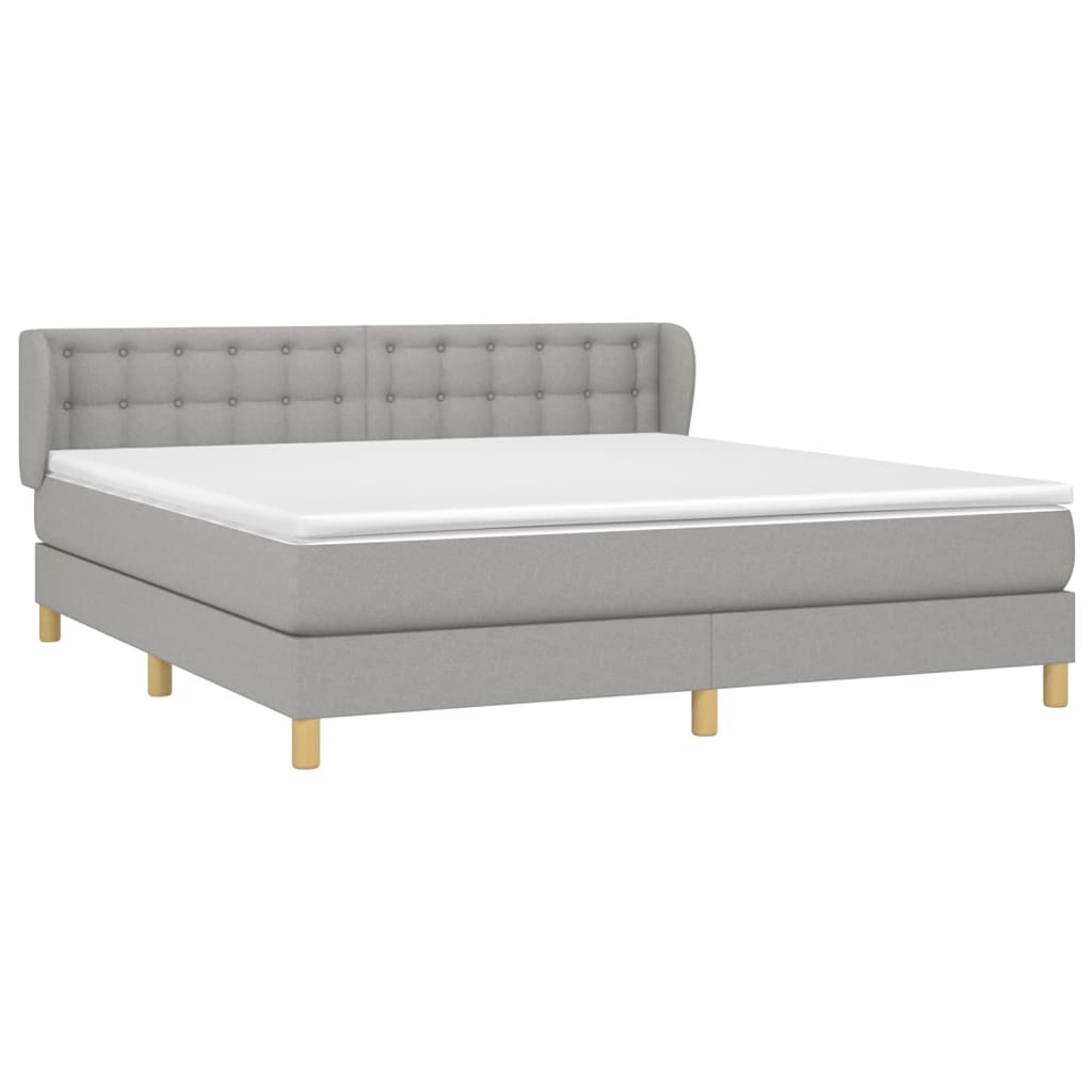 Boxspringbett mit Matratze Hellgrau 160x200 cm Stoff