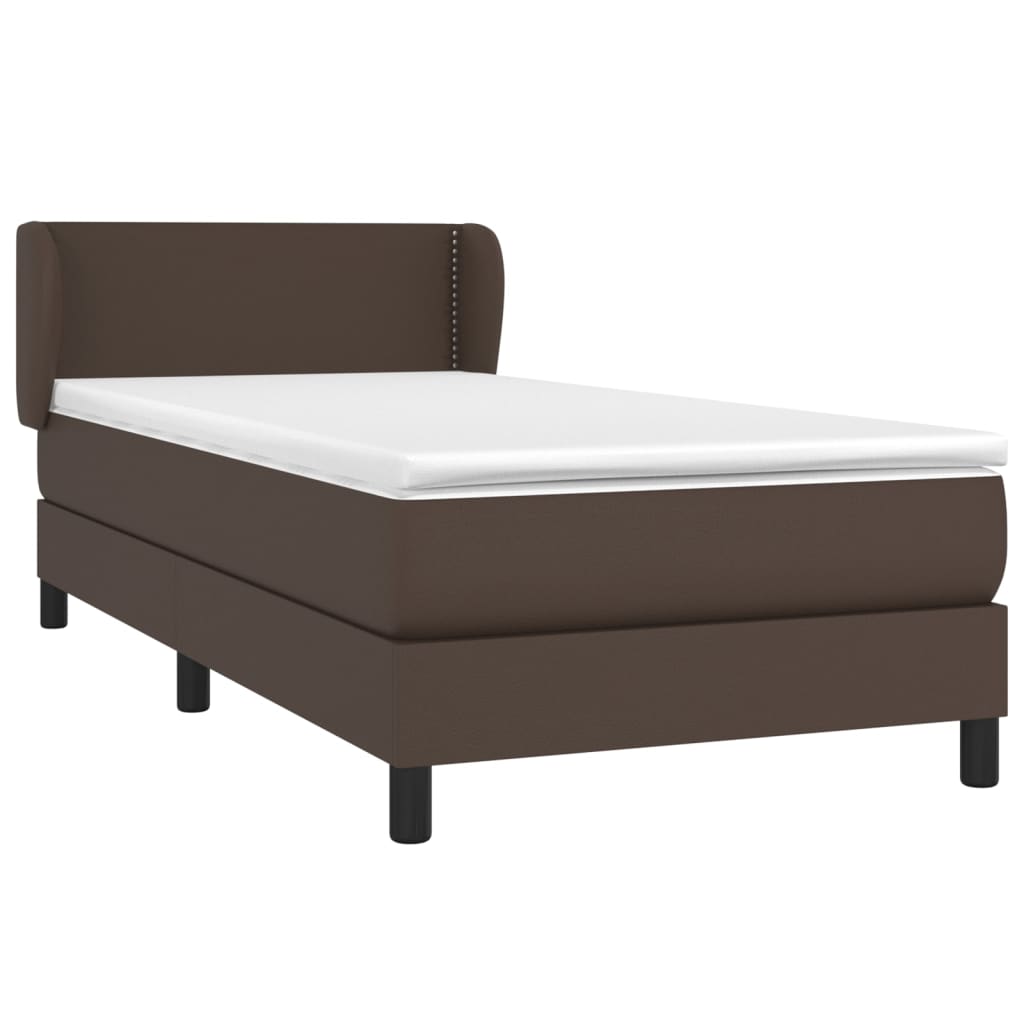 Boxspringbett mit Matratze Braun 90x200 cm Kunstleder