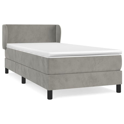 Boxspringbett mit Matratze Hellgrau 90x200 cm Samt