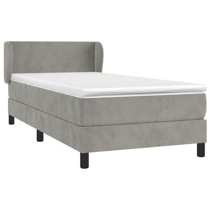 Boxspringbett mit Matratze Hellgrau 90x200 cm Samt