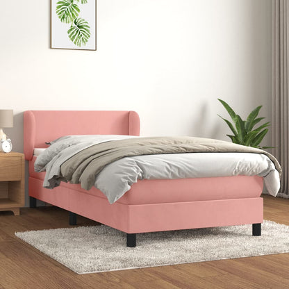 Boxspringbett mit Matratze Rosa 90x200 cm Samt