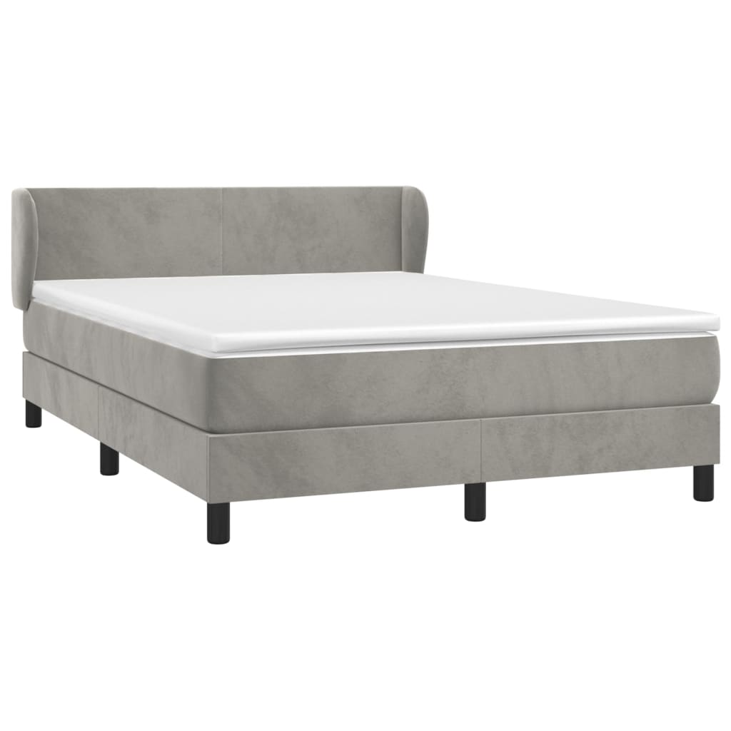 Boxspringbett mit Matratze Hellgrau 140x200 cm Samt