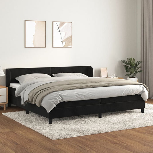 Box spring krevet s madracem od crnog baršuna 200x200 cm