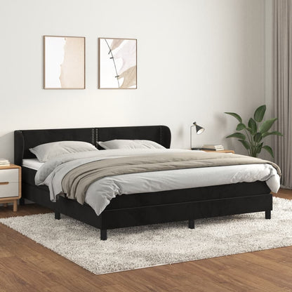 Boxspringbett mit Matratze Schwarz 160x200 cm Samt