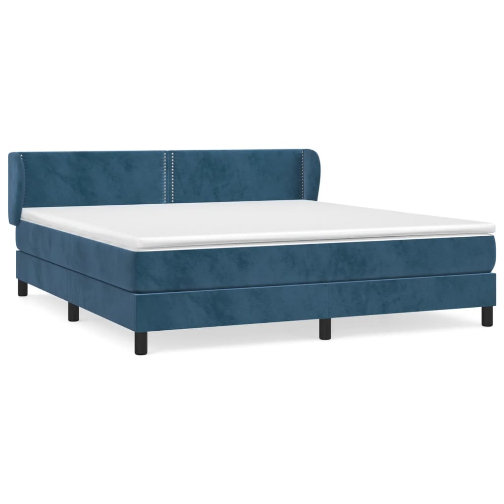 Boxspringbett mit Matratze Dunkelblau 180x200 cm Samt