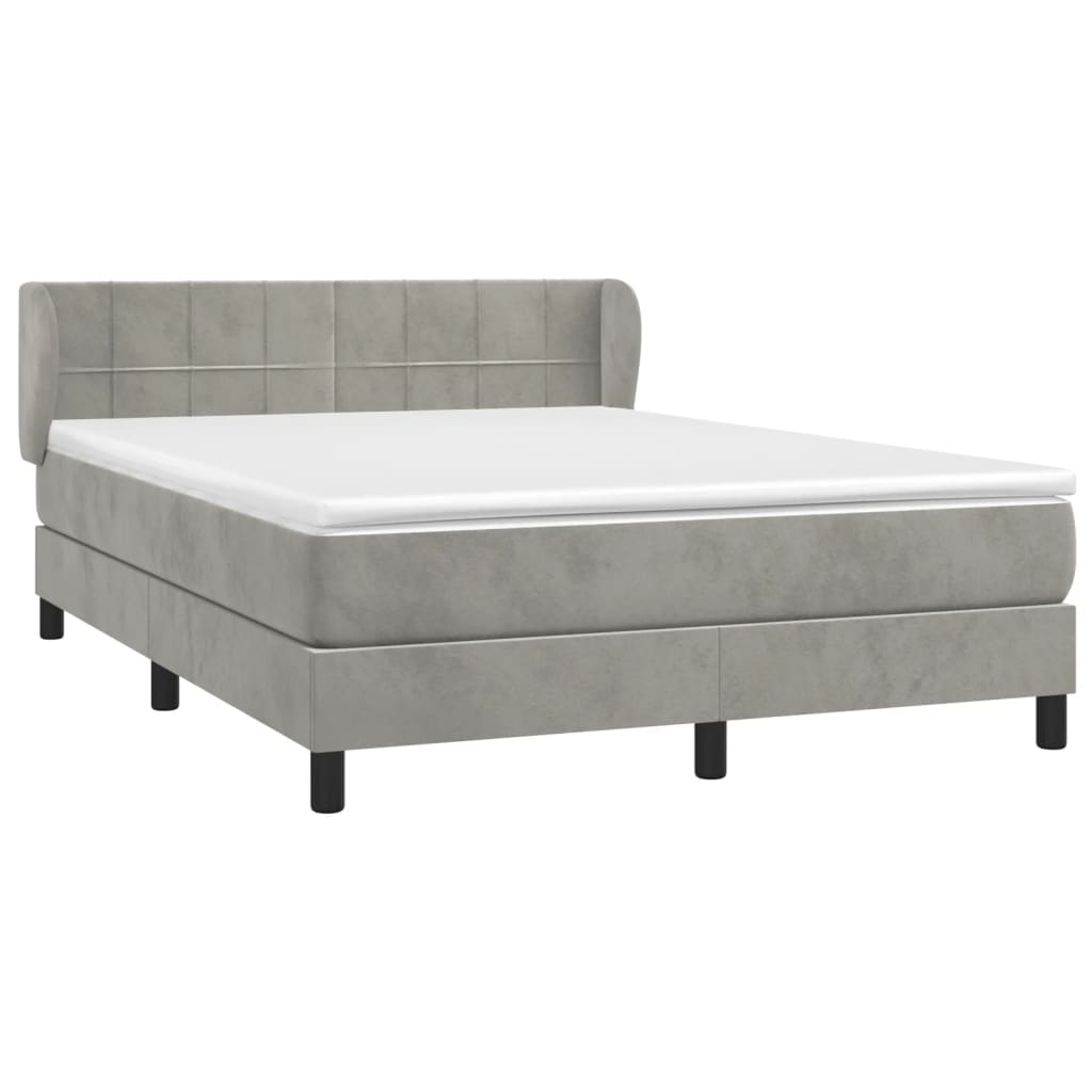 Boxspringbett mit Matratze Hellgrau 140x200 cm Samt