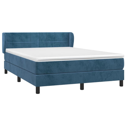 Boxspringbett mit Matratze Dunkelblau 140x200 cm Samt