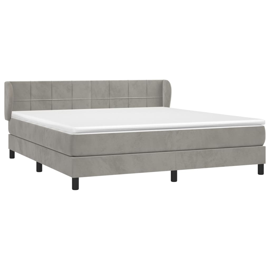 Boxspringbett mit Matratze Hellgrau 160x200 cm Samt