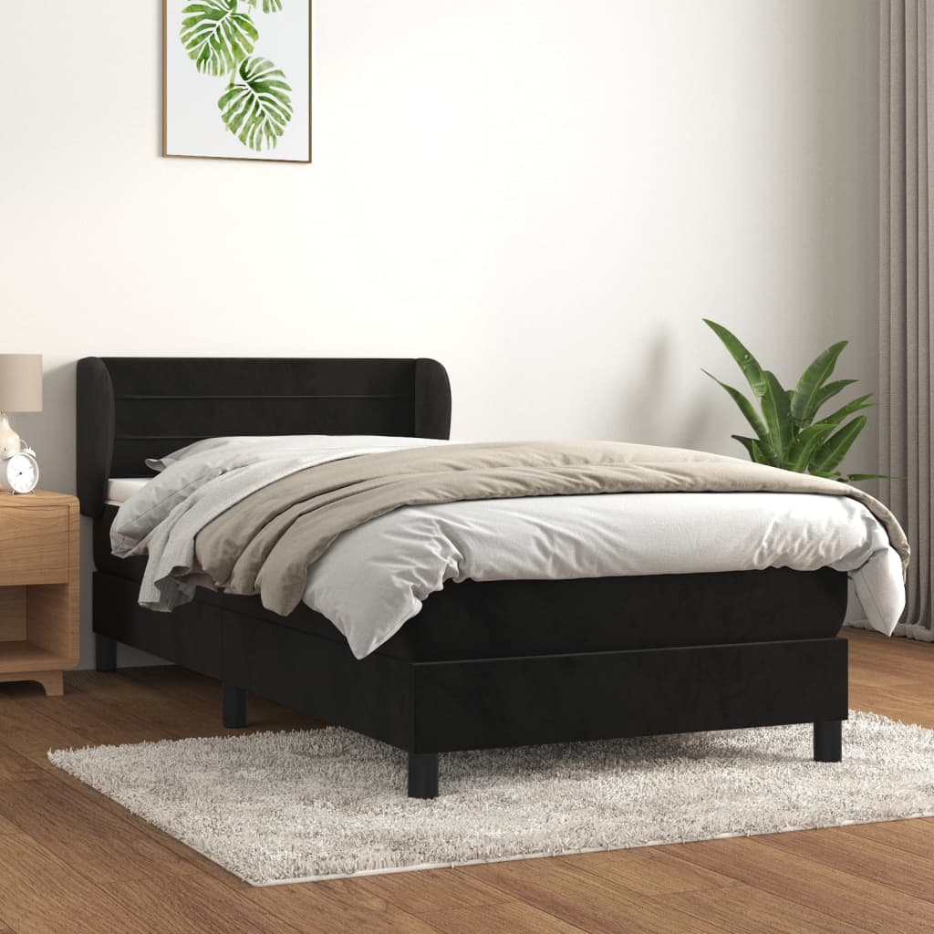 Boxspringbett mit Matratze Schwarz 90x200 cm Samt