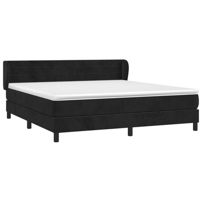 Boxspringbett mit Matratze Schwarz 160x200 cm Samt