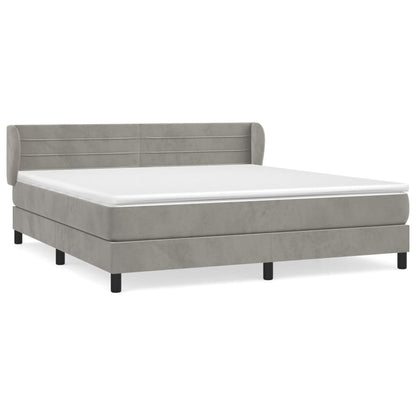 Boxspringbett mit Matratze Hellgrau 180x200 cm Samt