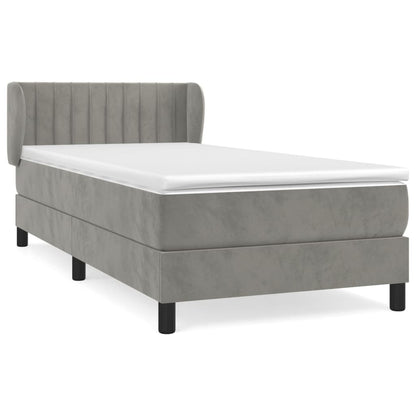 Boxspringbett mit Matratze Hellgrau 90x200 cm Samt