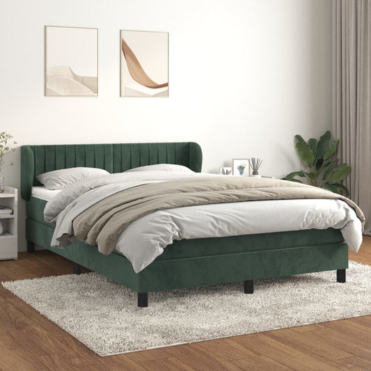 Boxspringbett mit Matratze Dunkelgrün 140x200 cm Samt