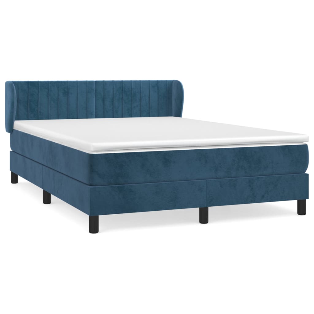 Boxspringbett mit Matratze Dunkelblau 140x200 cm Samt