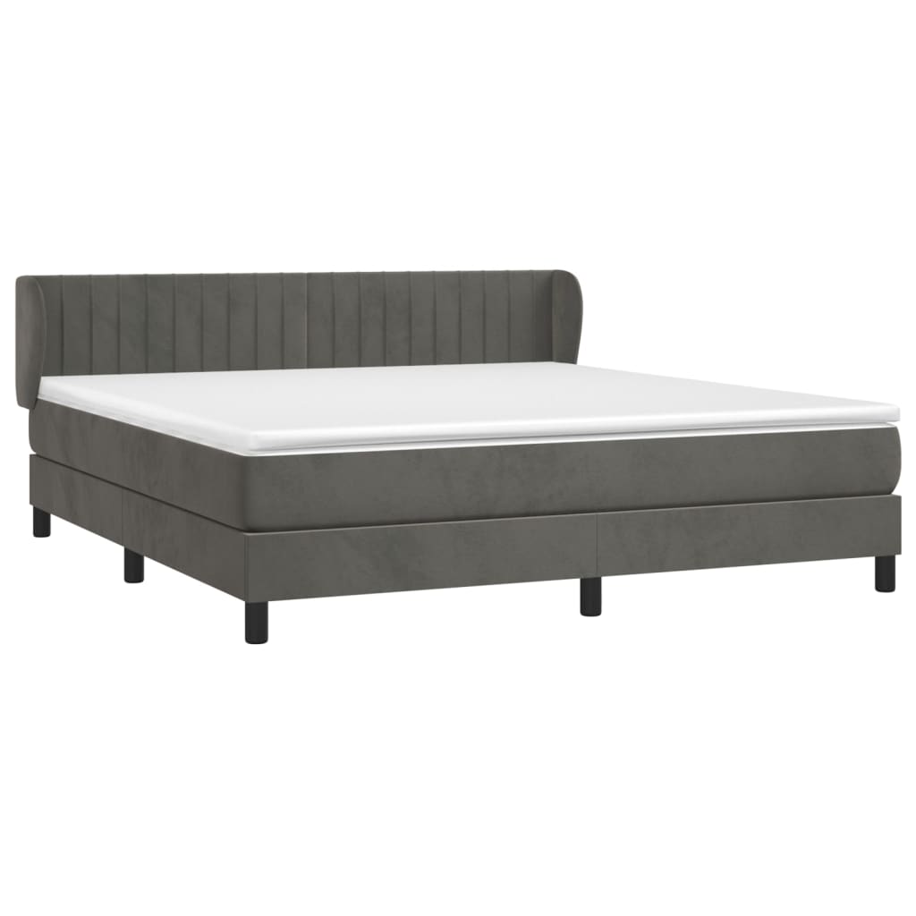 Boxspringbett mit Matratze Dunkelgrau 160x200 cm Samt