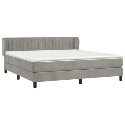 Boxspringbett mit Matratze Hellgrau 180x200 cm Samt