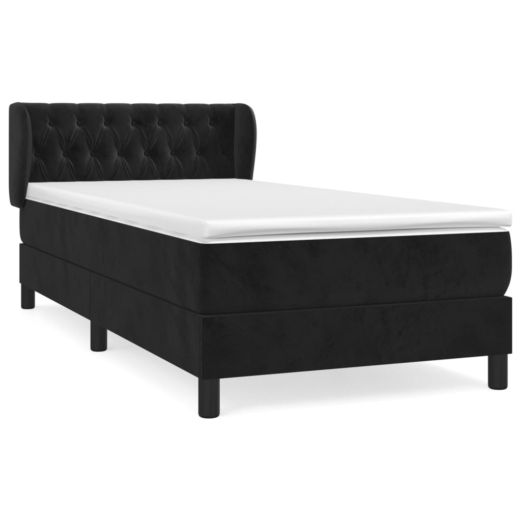 Boxspringbett mit Matratze Schwarz 90x200 cm Samt