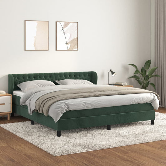 Boxspringbett mit Matratze Dunkelgrün 180x200 cm Samt