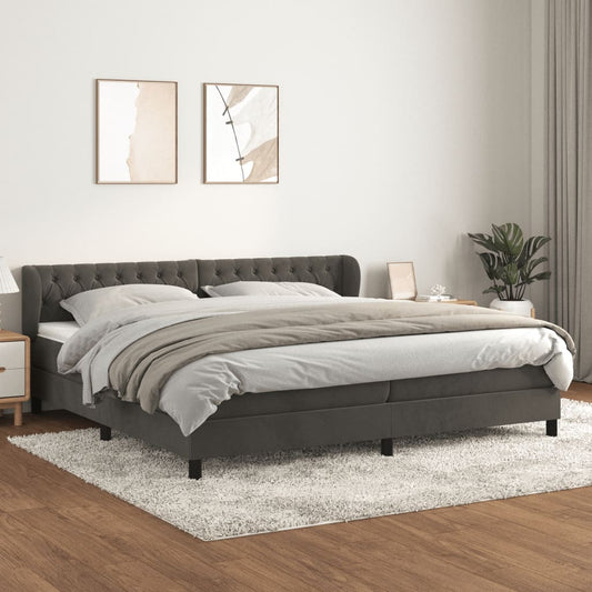 Box spring krevet s madracem tamno sivi 200x200 cm baršun