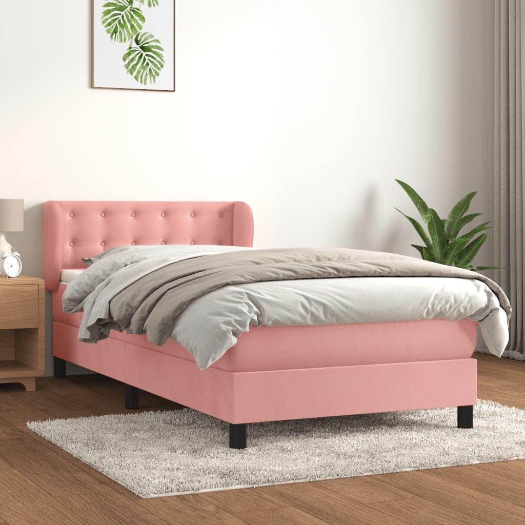 Boxspringbett mit Matratze Rosa 90x200 cm Samt