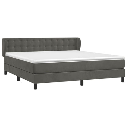 Boxspringbett mit Matratze Dunkelgrau 180x200 cm Samt