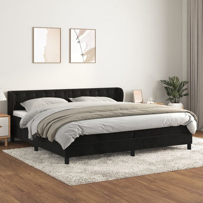 Boxspringbett mit Matratze Schwarz 200x200 cm Samt