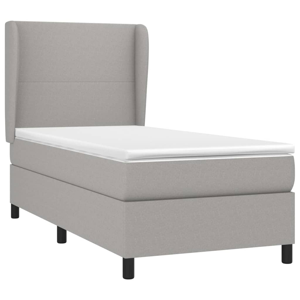 Boxspringbett mit Matratze Hellgrau 90x200 cm Stoff