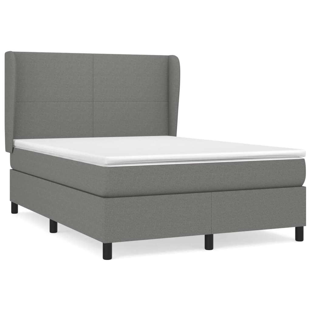 Boxspringbett mit Matratze Dunkelgrau 140x200 cm Stoff