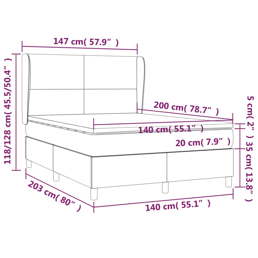 Boxspringbett mit Matratze Taupe 140x200 cm Stoff