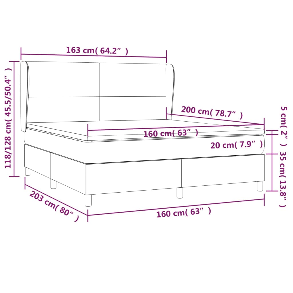 Boxspringbett mit Matratze Schwarz 160x200 cm Stoff