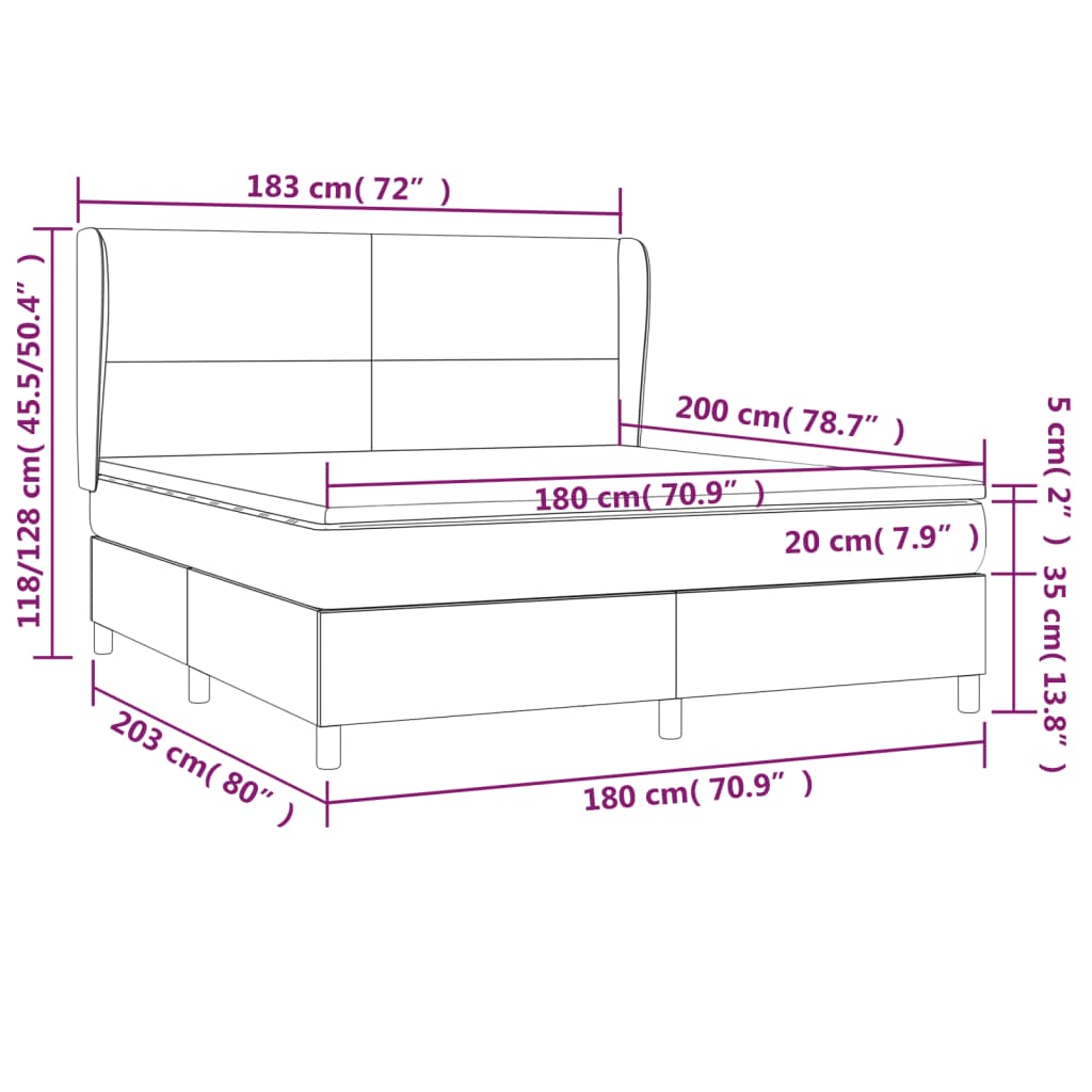 Boxspringbett mit Matratze Schwarz 180x200 cm Stoff