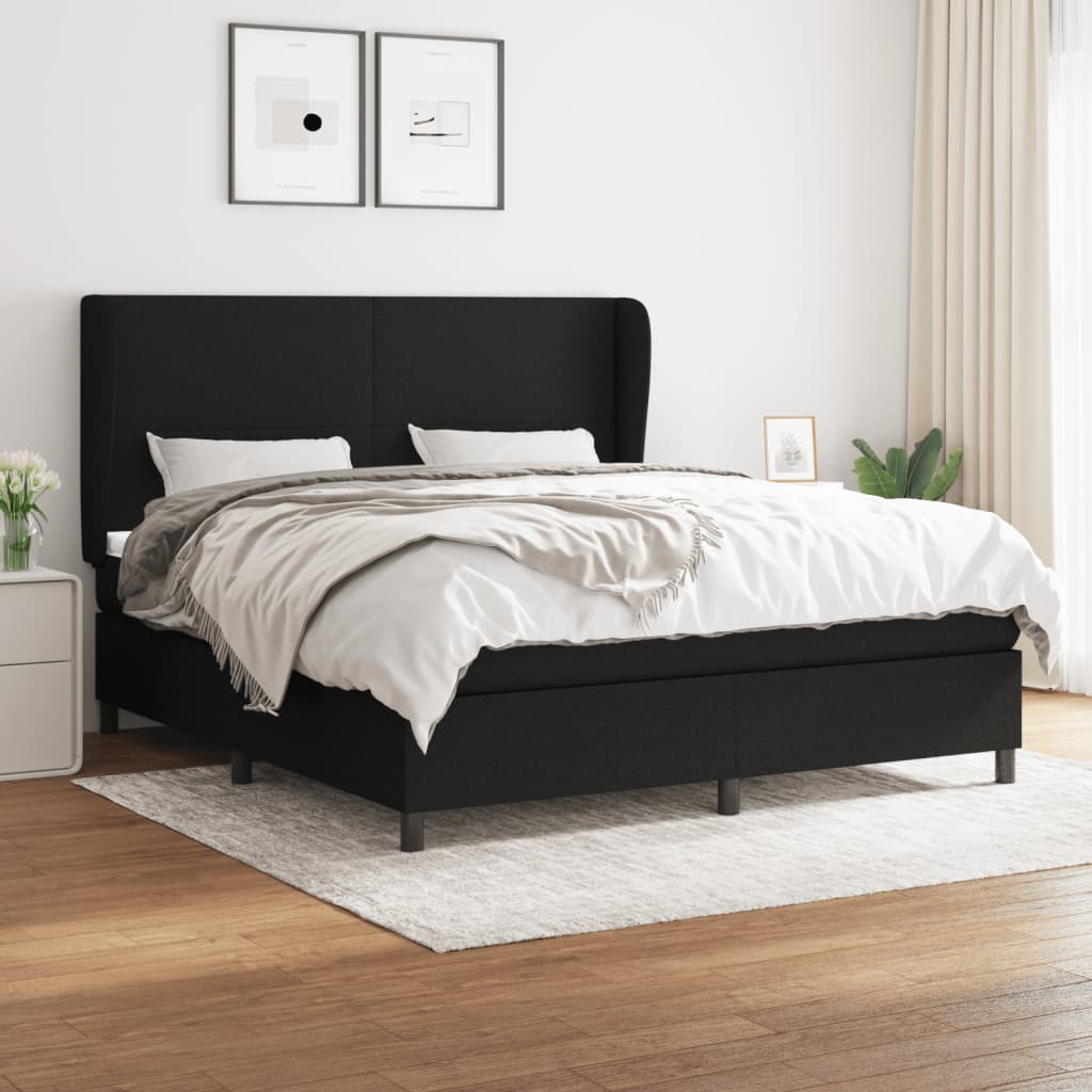 Boxspringbett mit Matratze Schwarz 180x200 cm Stoff