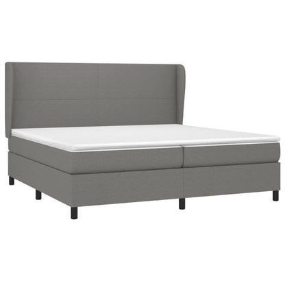 Box spring bed with mattress dark grey 200x200 cm fabric