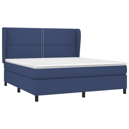 Boxspringbett mit Matratze Blau 180x200 cm Stoff