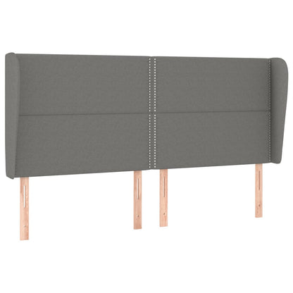 Box spring bed with mattress dark grey 200x200 cm fabric