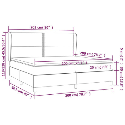 Box spring bed with mattress dark grey 200x200 cm fabric