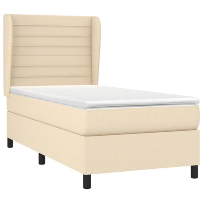 Boxspringbett mit Matratze Creme 90x200 cm Stoff