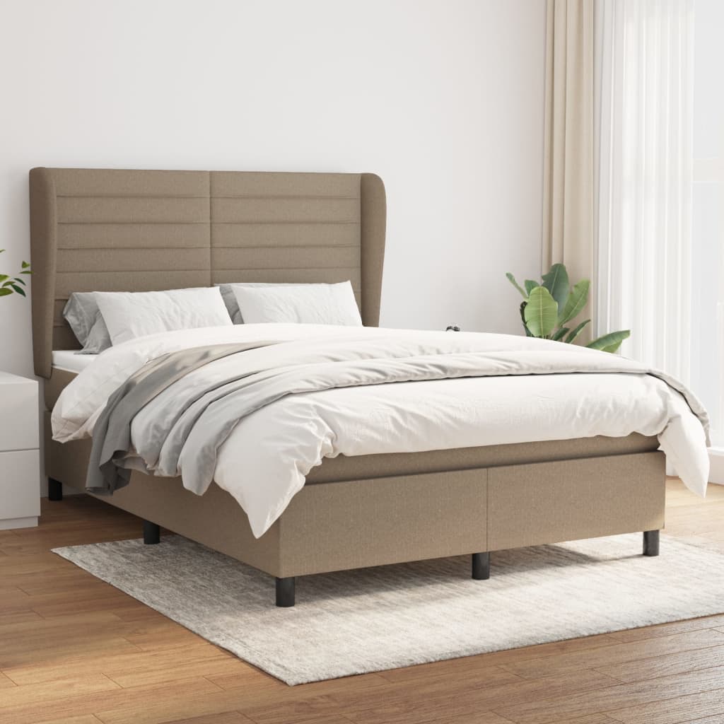 Boxspringbett mit Matratze Taupe 140x200 cm Stoff