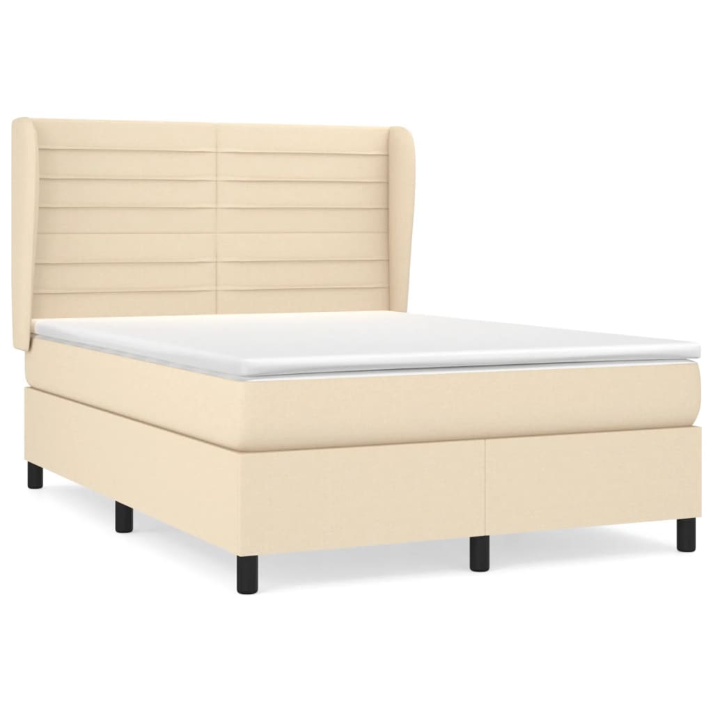 Boxspringbett mit Matratze Creme 140x200 cm Stoff