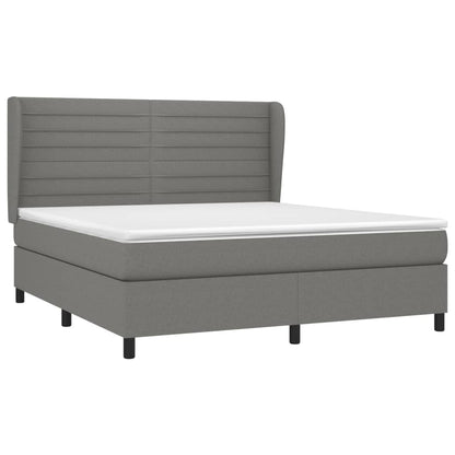 Box spring bed with mattress dark grey 180x200 cm fabric