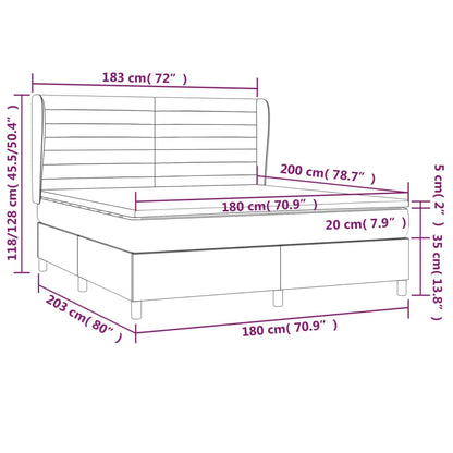 Box spring bed with mattress dark grey 180x200 cm fabric