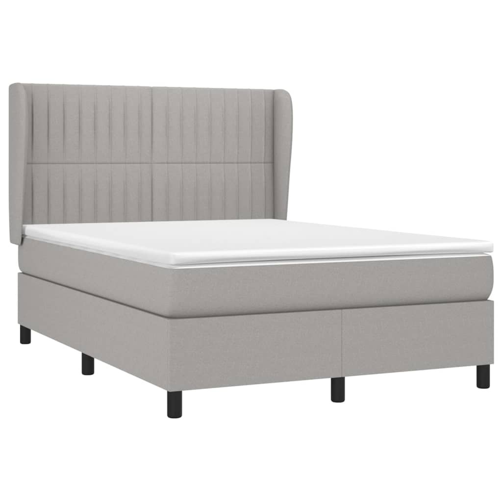 Boxspringbett mit Matratze Hellgrau 140x200 cm Stoff